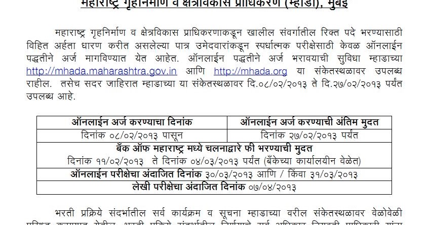Mhada Application Form 2012 Pdf